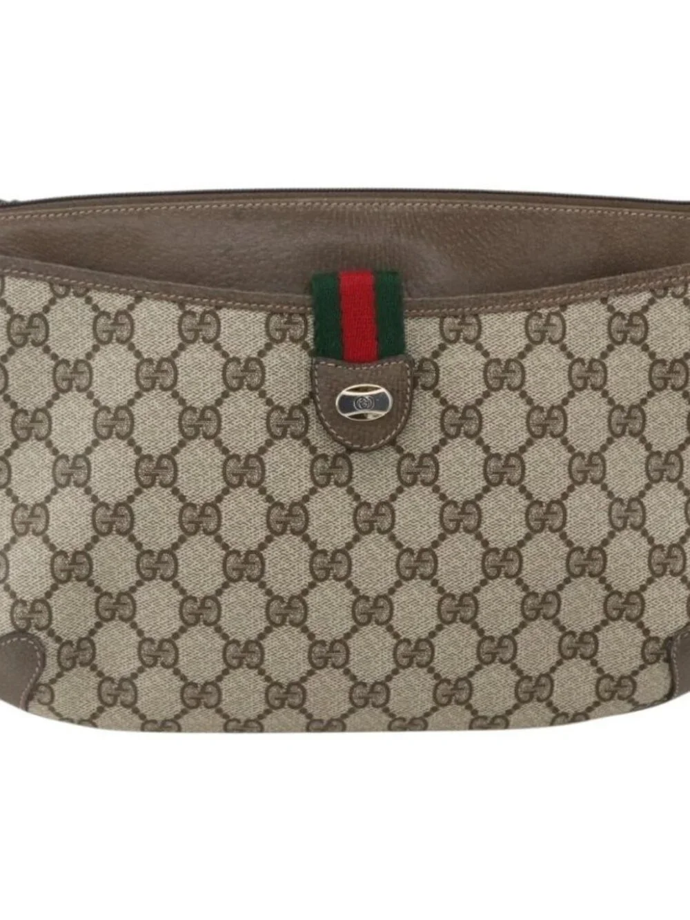 GUCCI GG Supreme Web Sherry Line Shoulder Bag PVC Beige 39 02 026 Auth ka1189 - Picture 2 of 16